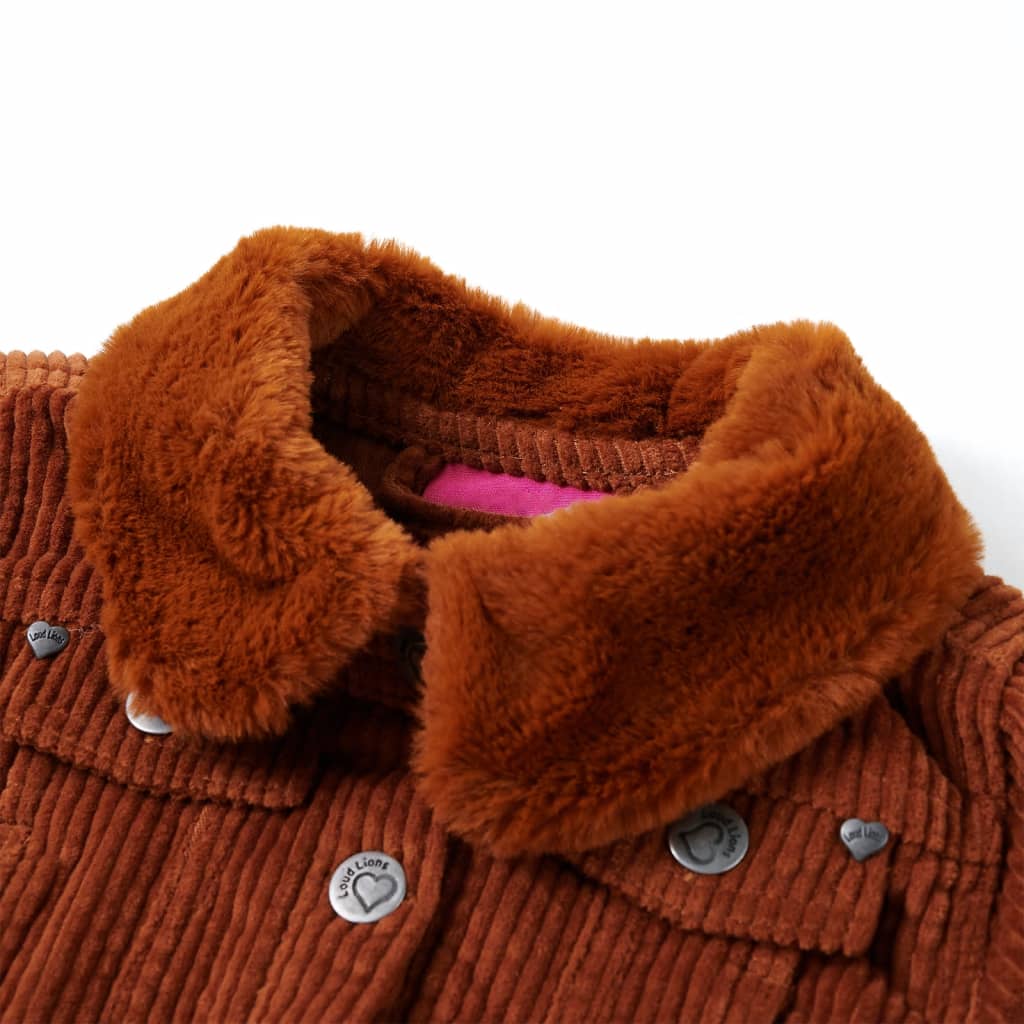 Vidaxl kinderjas 116 ribfluweel cognackleurig