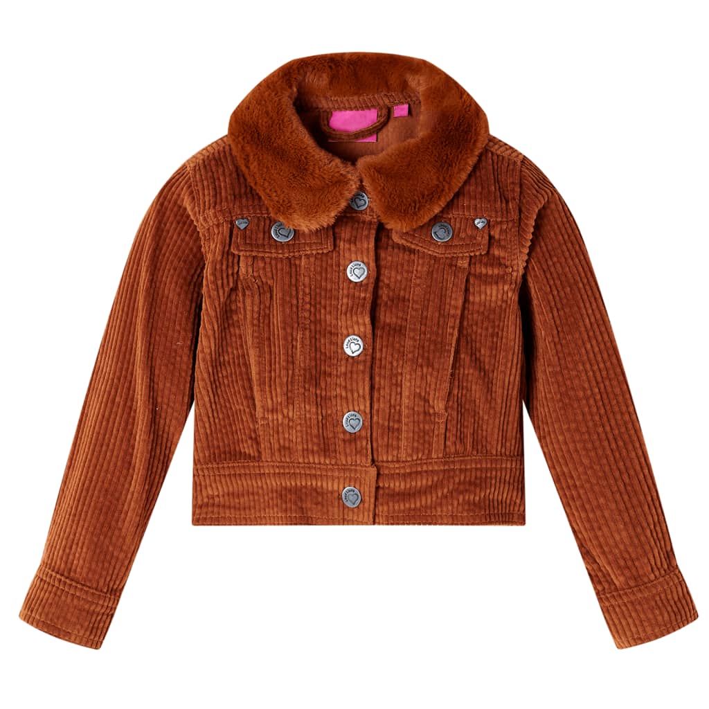 Vidaxl kinderjas 128 ribfluweel cognackleurig