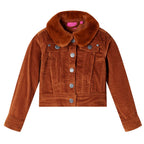 Vidaxl kinderjas 128 ribfluweel cognackleurig