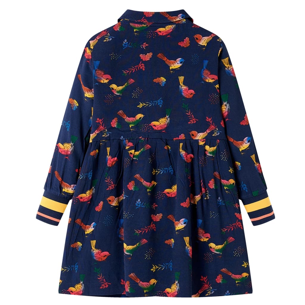 Vidaxl kinderjurk met lange mouwen 116 marineblauw