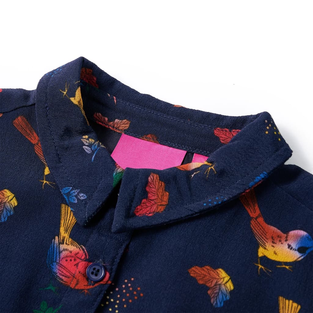 Vidaxl kinderjurk met lange mouwen 116 marineblauw