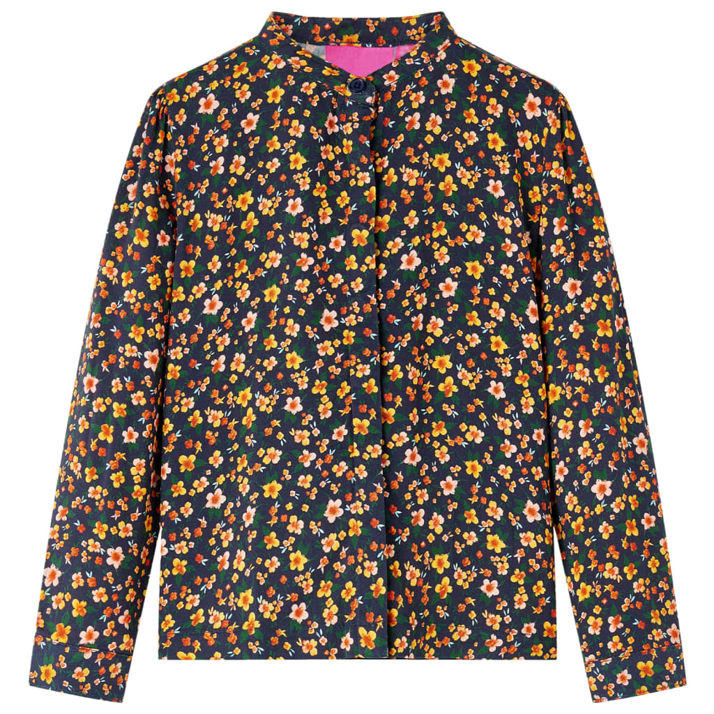 Vidaxl kinderoverhemd met bandkraag 104 marineblauw