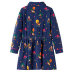 Vidaxl kinderjurk lange mouwen en trekkoord 92 marineblauw