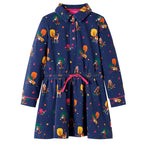 Vidaxl kinderjurk lange mouwen en trekkoord 104 marineblauw