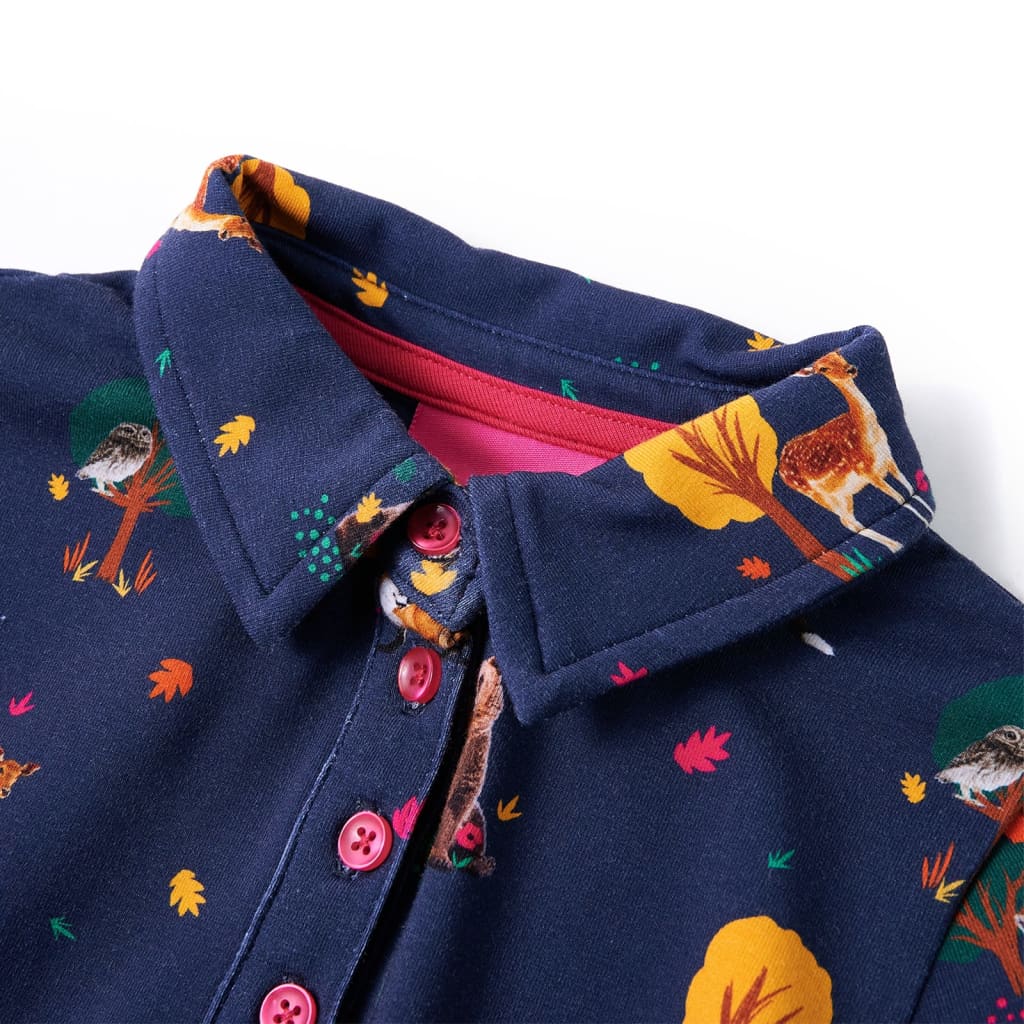 Vidaxl kinderjurk lange mouwen en trekkoord 140 marineblauw