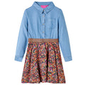Vidaxl kinderjurk met lange mouwen 116 marineblauw en denimblauw