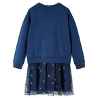 VidaXL Kinderjurk met lange mouwen 128 marineblauw