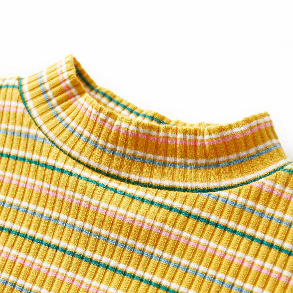 Vidaxl kindershirt met lange mouwen 104 gestreept okerkleurig