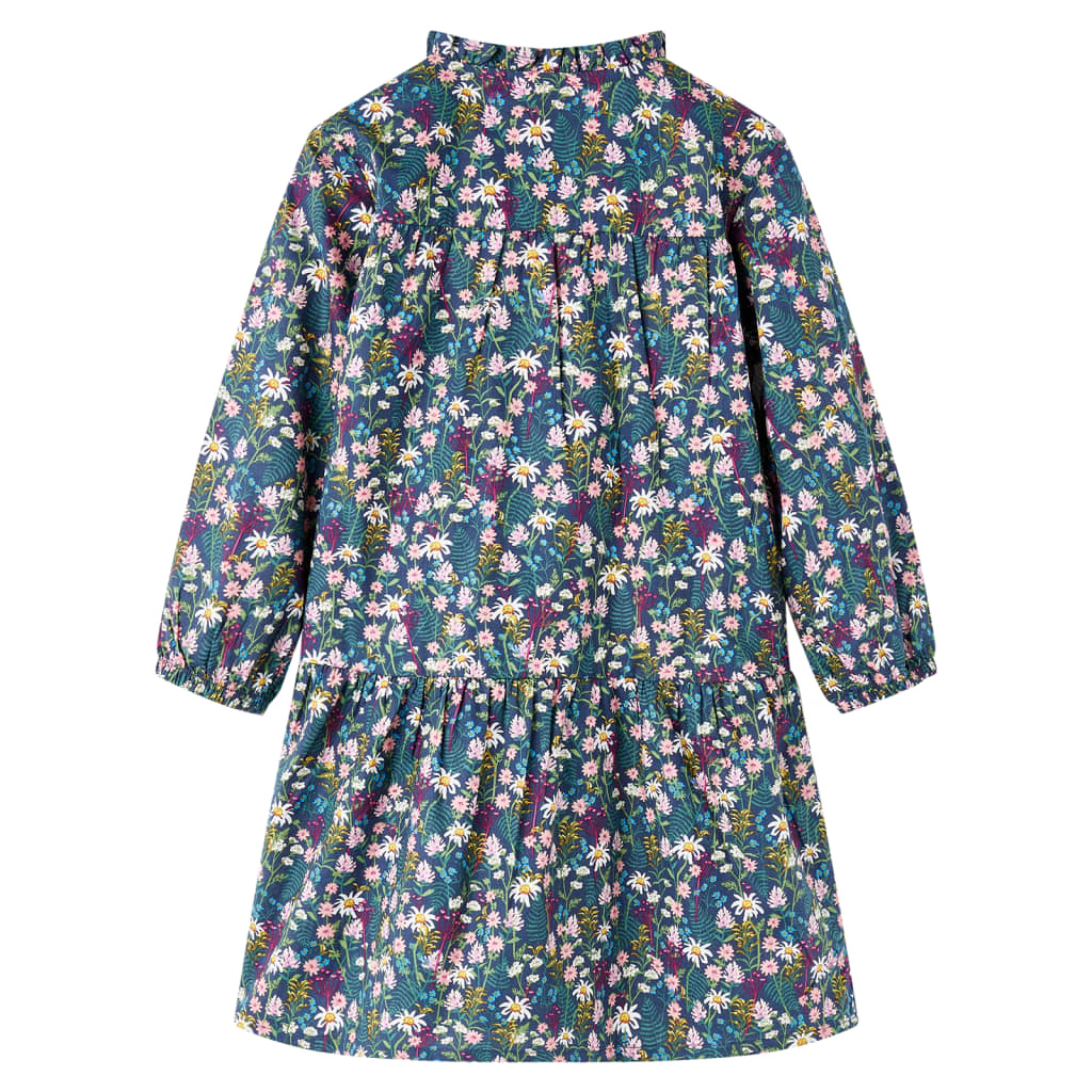 Vidaxl kinderjurk met lange mouwen 92 donkerblauw