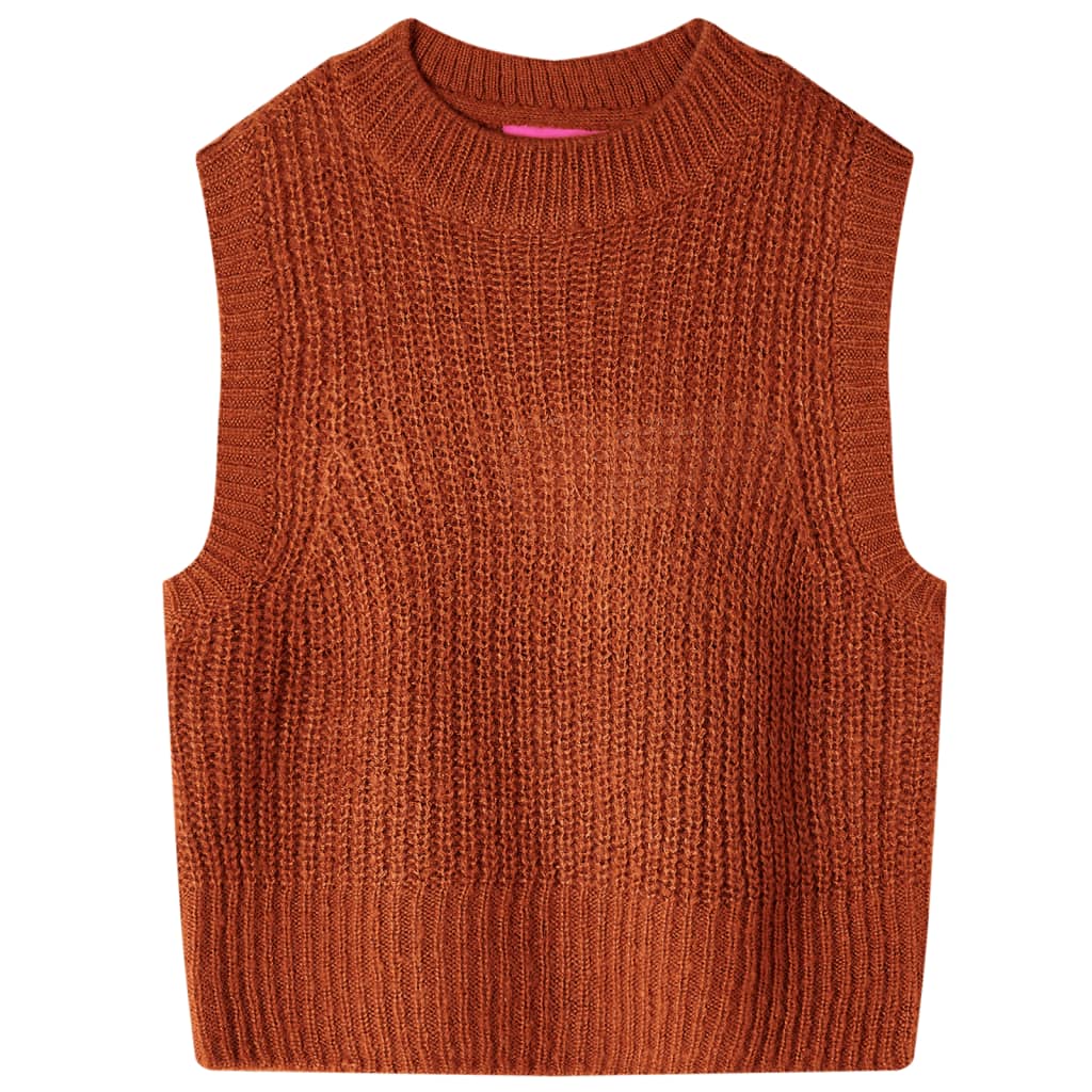 Vidaxl kinderspencer gebreid 92 cognackleurig