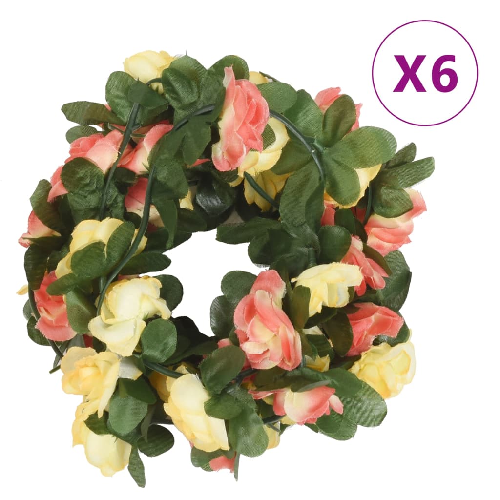 Vidaxl bloemenslingers 6 st 250 cm lente zonsondergang rood