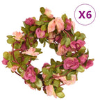 Vidaxl bloemenslingers 6 st 250 cm rozerood