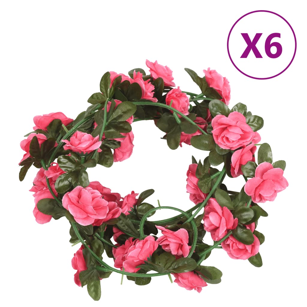 Vidaxl bloemenslingers 6 st 240 cm roodroze