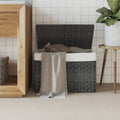 Vidaxl wasmand met deksel 55,5x35x34 cm poly rattan grijs