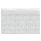 Vidaxl wasmand met deksel 55,5x35x34 cm poly rattan wit