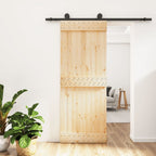 VidaXL Schuifdeur met beslag 80x210 cm massief grenenhout