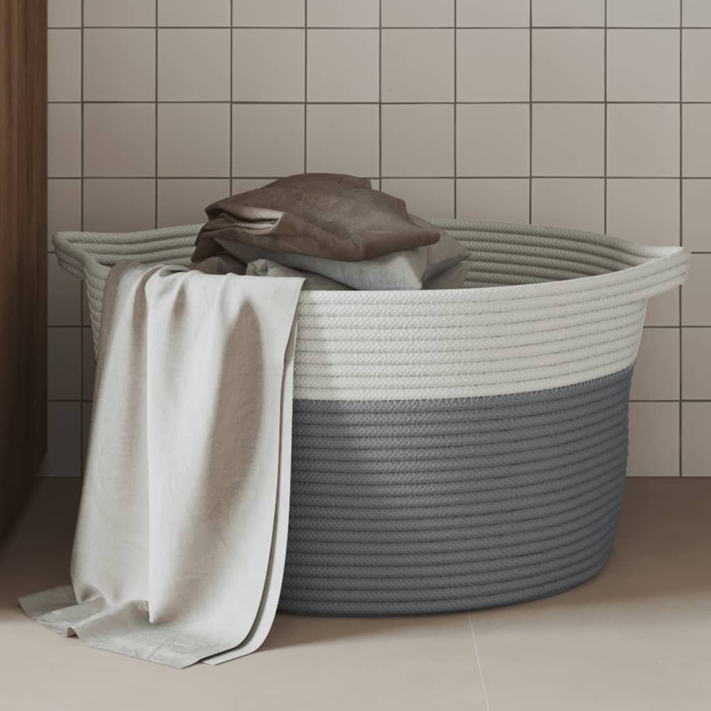 Vidaxl opbergmand ø 40x25 cm katoen grijs en wit