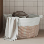 Vidaxl opbergmand ø 40x25 cm katoen bruin en wit