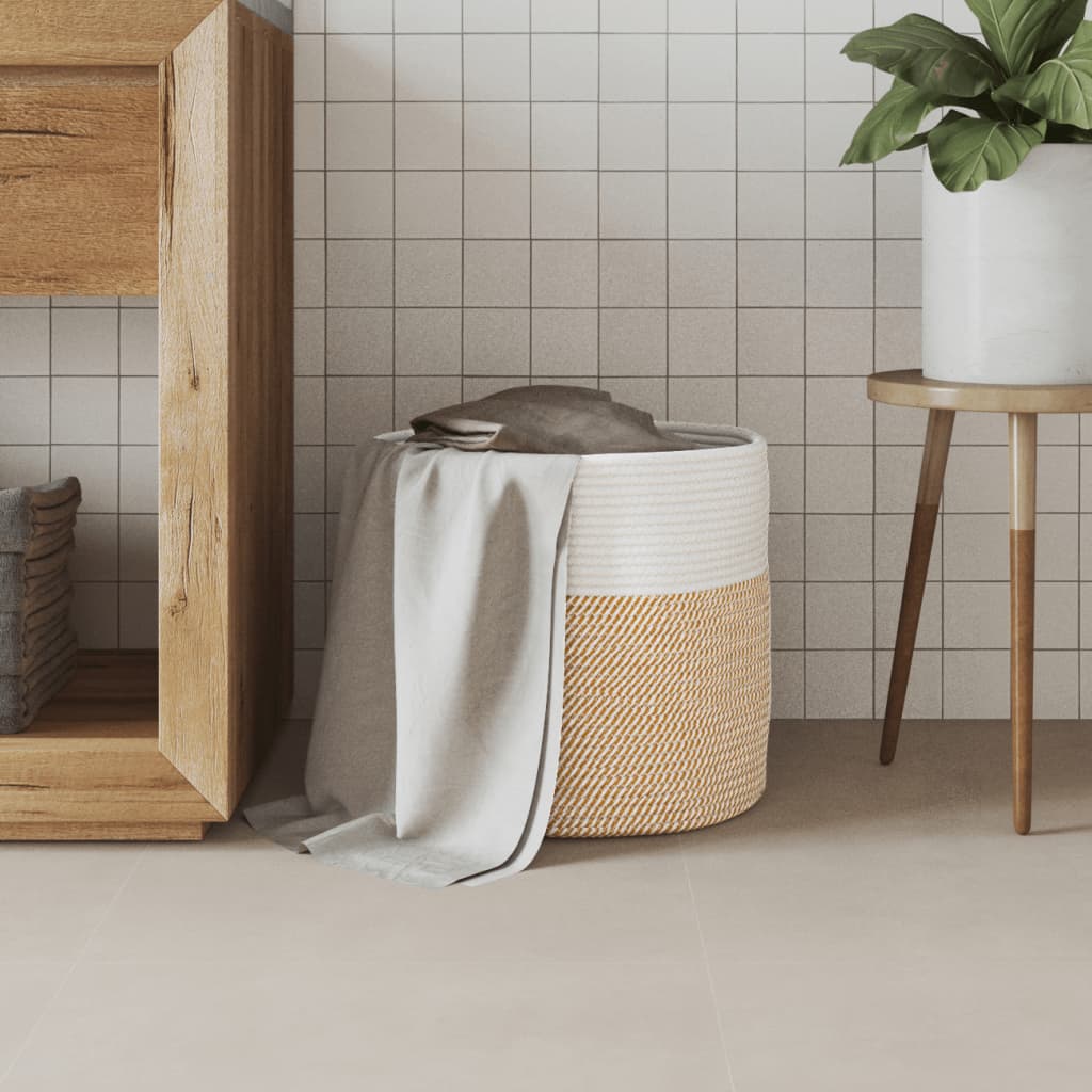 Vidaxl opbergmand ø 40x35 cm katoen bruin en wit
