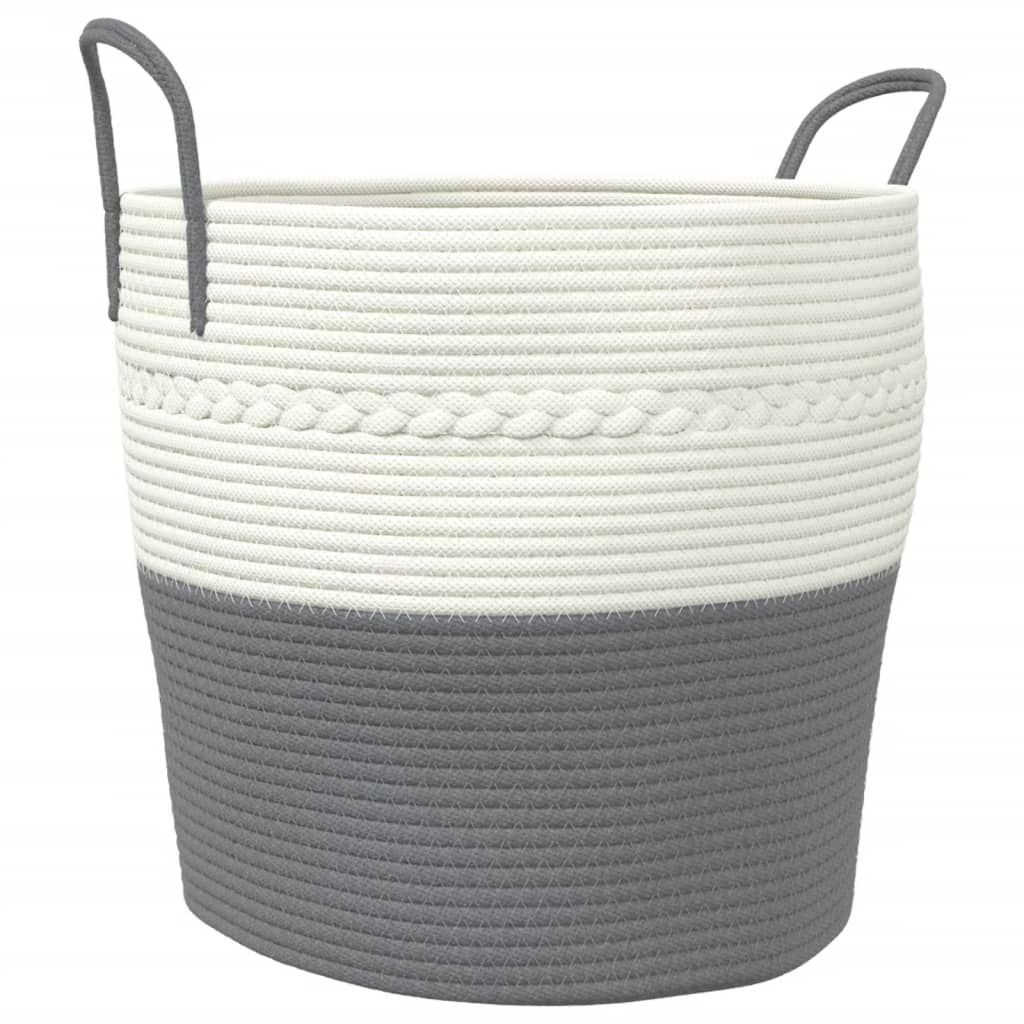 Vidaxl opbergmand ø 43x38 cm katoen grijs en wit
