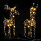 Vidaxl kerstdecoraties rendieren 2 st 80 led's rattan warmwit