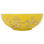 Vidaxl opzetwasbak rond φ41x14 cm keramiek wit en geel