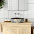 Vidaxl opzetwasbak rond φ41x14 cm keramiek zwart en bruin