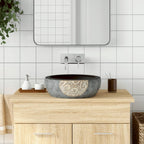 Vidaxl opzetwasbak rond φ41x14 cm keramiek zwart en bruin