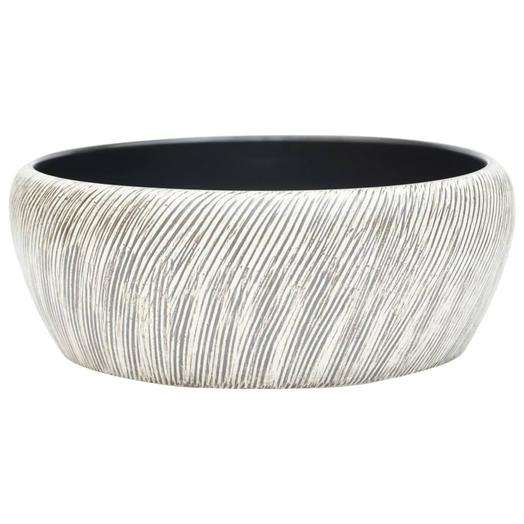 Vidaxl opzetwasbak rond φ41x14 cm keramiek zwart en grijs