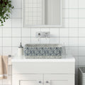 Vidaxl opzetwasbak rechthoekig 46x35,5x13 cm keramiek grijs en blauw