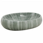 Vidaxl opzetwasbak ovaal 59x40x15 cm keramiek groen