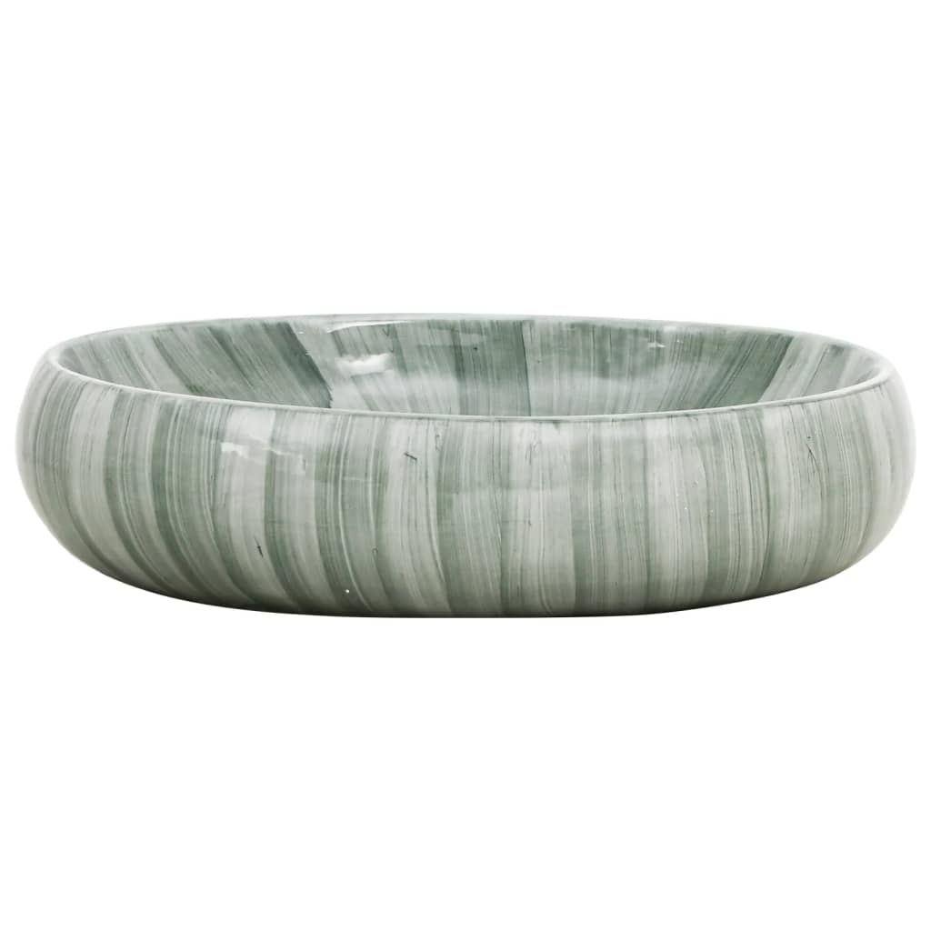Vidaxl opzetwasbak ovaal 59x40x15 cm keramiek groen