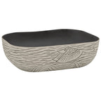 Vidaxl opzetwasbak rechthoekig 48x37,5x13,5 cm keramiek grijs en zwart