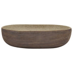 Vidaxl opzetwasbak ovaal 59x40x14 cm keramiek zandkleurig en bruin