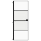 Vidaxl binnendeur smal 76x201,5 cm gehard glas en aluminium zwart