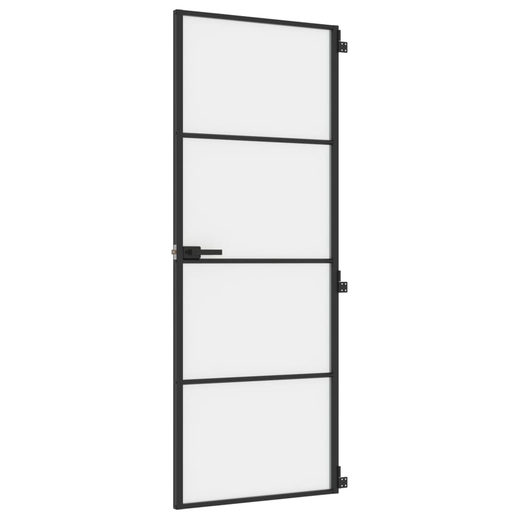 Vidaxl binnendeur smal 76x201,5 cm gehard glas en aluminium zwart