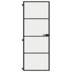 Vidaxl binnendeur smal 76x201,5 cm gehard glas en aluminium zwart