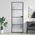 Vidaxl binnendeur smal 76x201,5 cm gehard glas en aluminium zwart