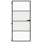 Vidaxl binnendeur smal 93x201,5 cm gehard glas en aluminium zwart