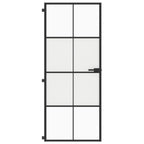Vidaxl binnendeur smal 83x201,5 cm gehard glas en aluminium zwart