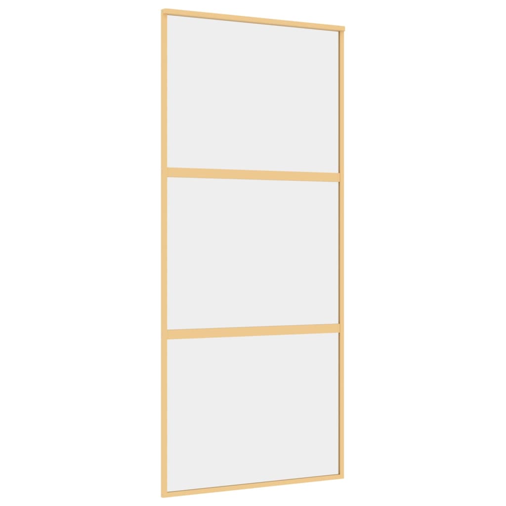 Vidaxl schuifdeur 90x205 cm helder esg-glas en aluminium goudkleurig