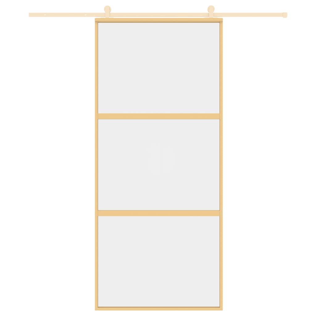 Vidaxl schuifdeur 90x205 cm helder esg-glas en aluminium goudkleurig
