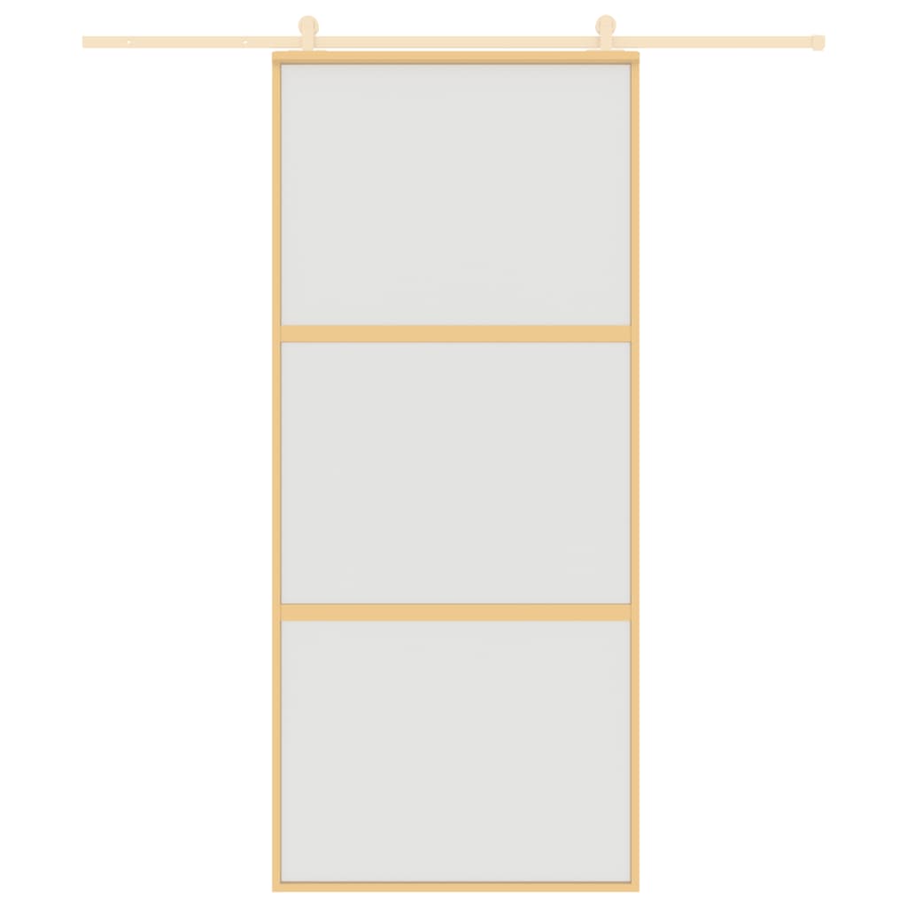 Vidaxl schuifdeur 90x205 cm mat esg-glas en aluminium goudkleurig