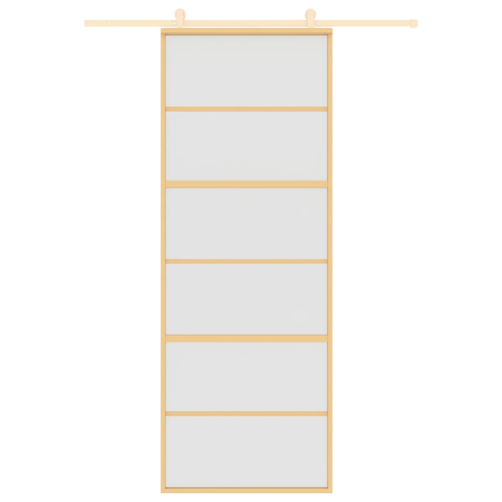Vidaxl schuifdeur 76x205 cm mat esg-glas en aluminium goudkleurig