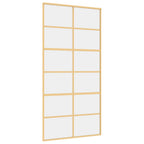 VidaXL Schuifdeur 102,5x205 cm helder ESG-glas en aluminium goudkleur
