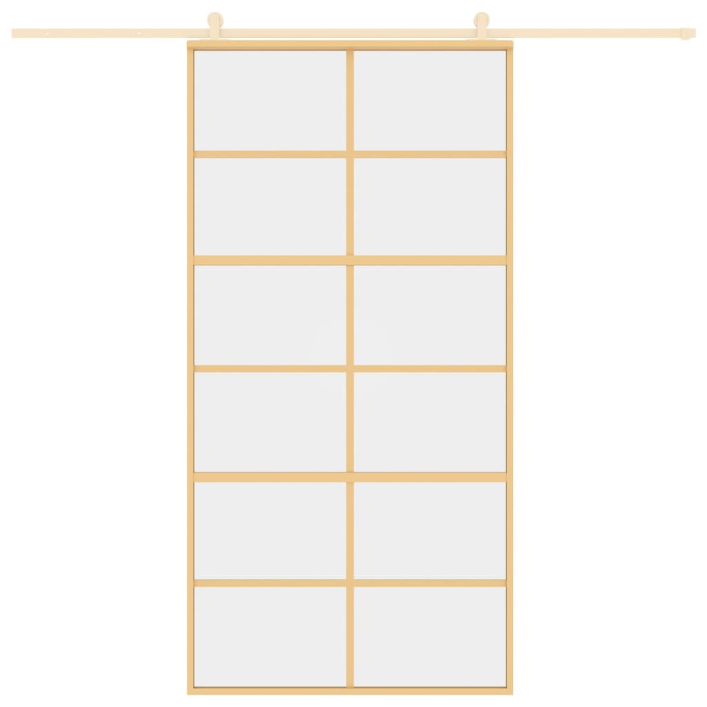 VidaXL Schuifdeur 102,5x205 cm helder ESG-glas en aluminium goudkleur