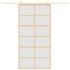 VidaXL Schuifdeur 102,5x205 cm mat ESG-glas en aluminium goudkleurig