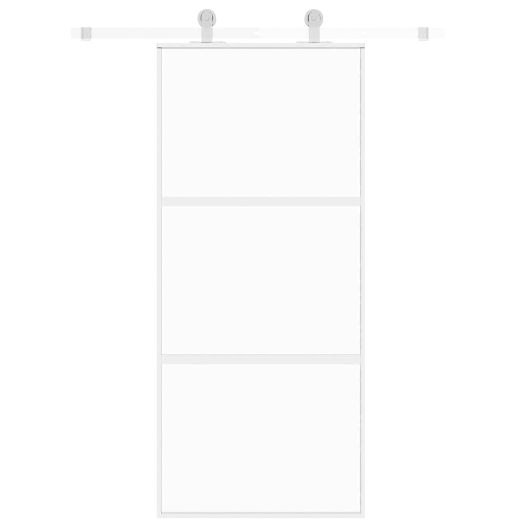 Vidaxl schuifdeur 90x205 cm gehard glas en aluminium wit