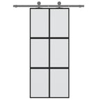 Vidaxl schuifdeur 90x205 cm gehard glas en aluminium zwart