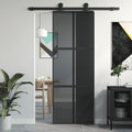 Vidaxl schuifdeur 76x205 cm gehard glas en aluminium zwart